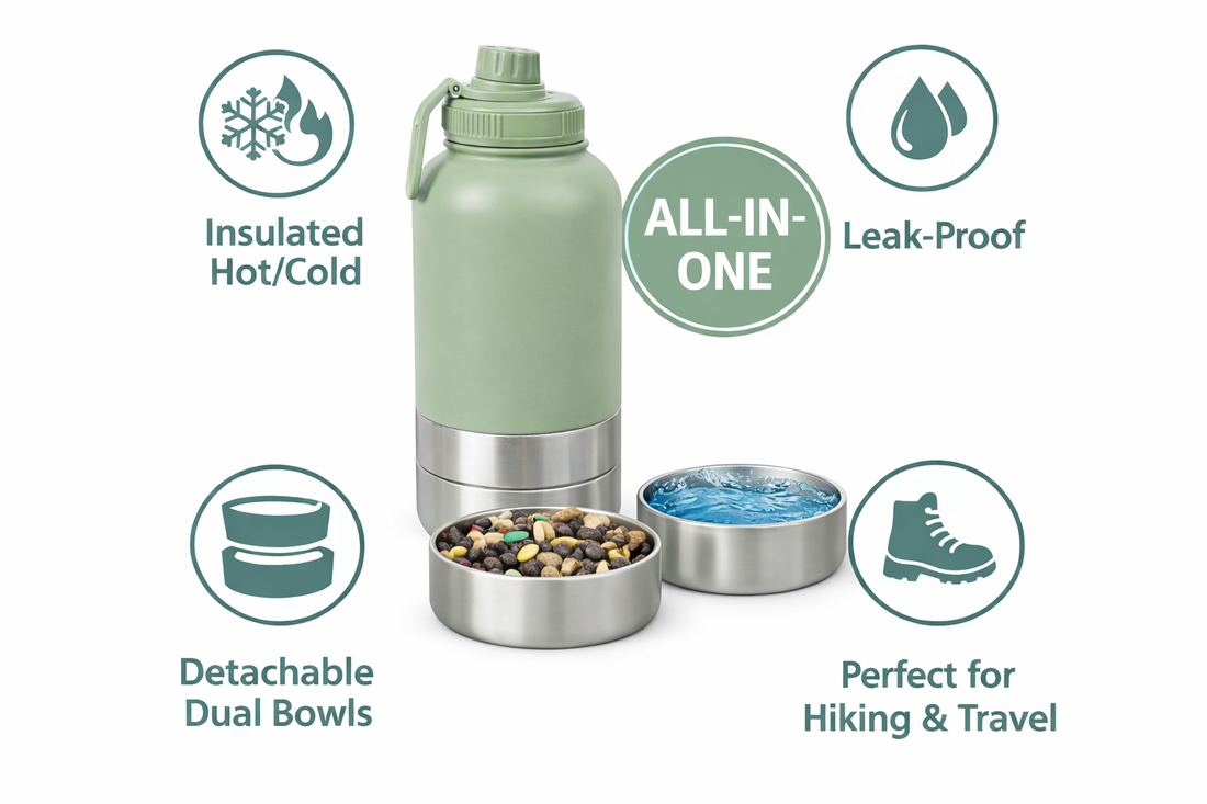 Drink bottle with 2 bowls - Red