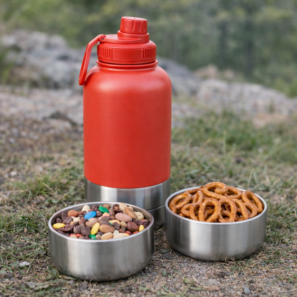 Drink bottle with 2 bowls - Red
