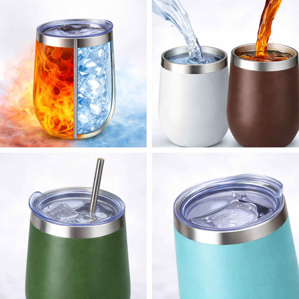 Insulated cup with no handle. White