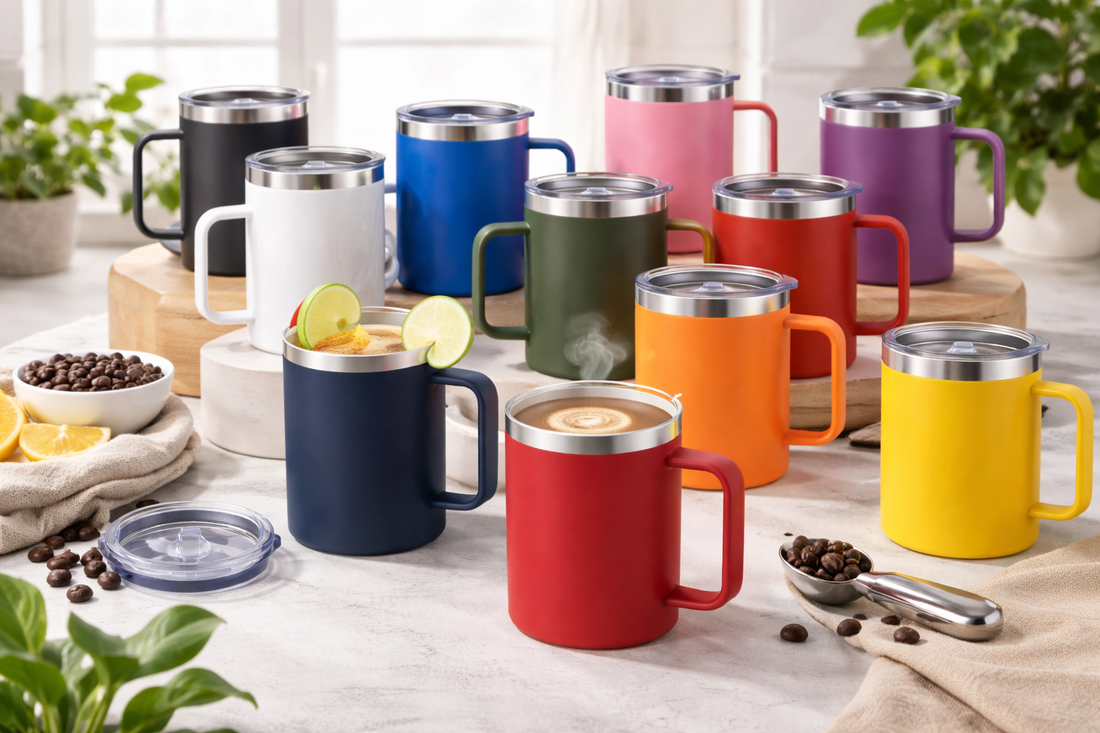 Insulated mug with handle - Silver