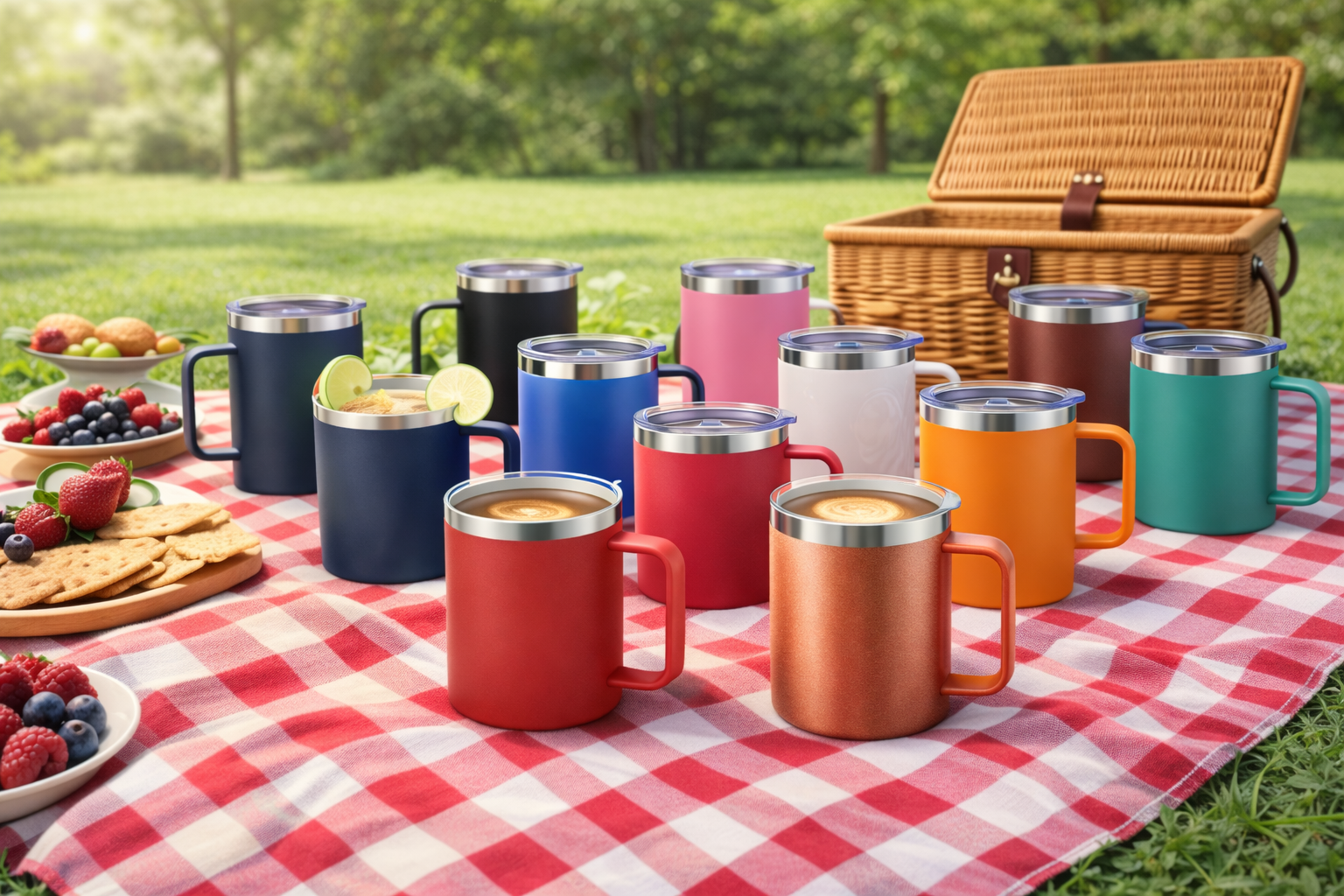 Insulated mug with handle - Silver