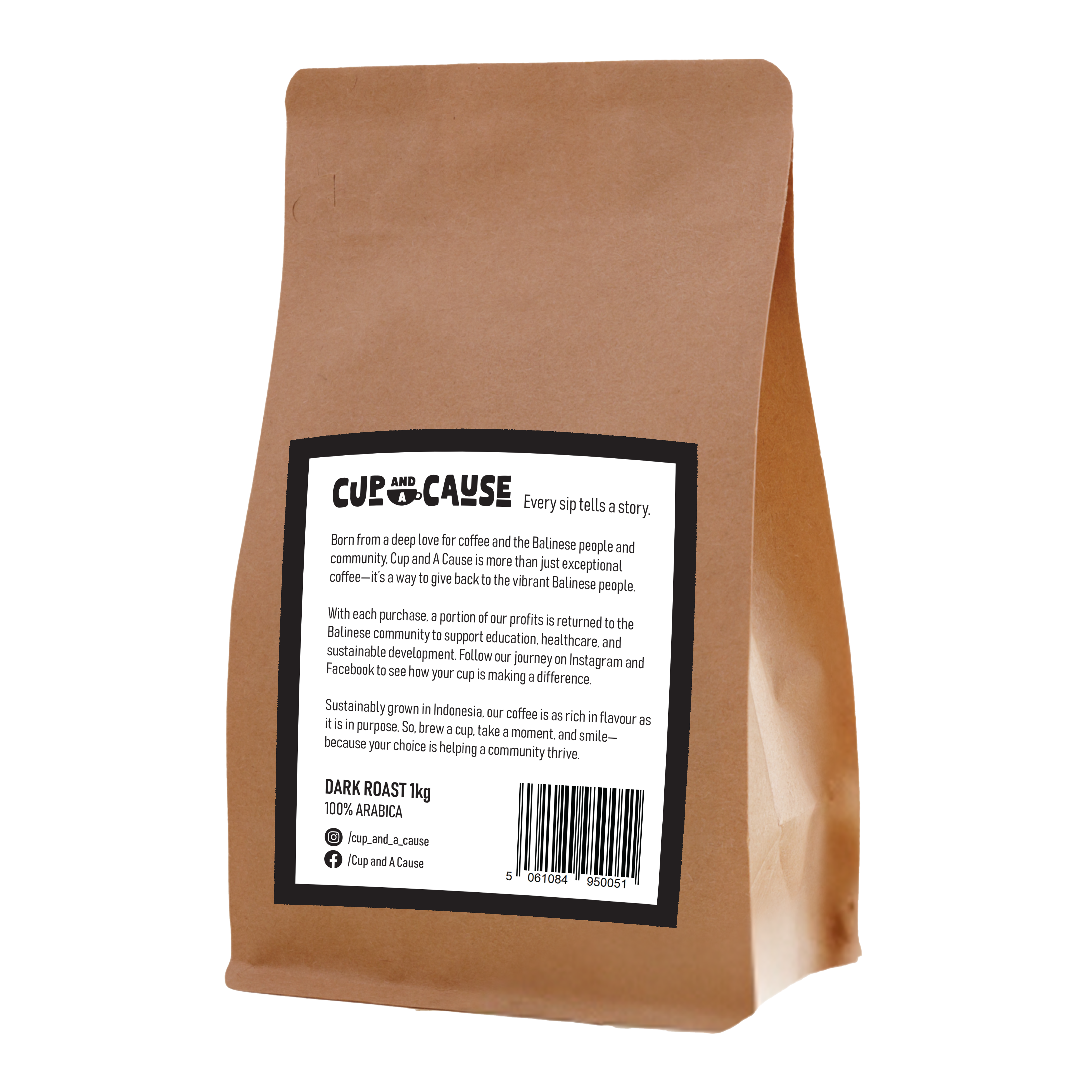 Arabica Dark Coffee Beans back of bag