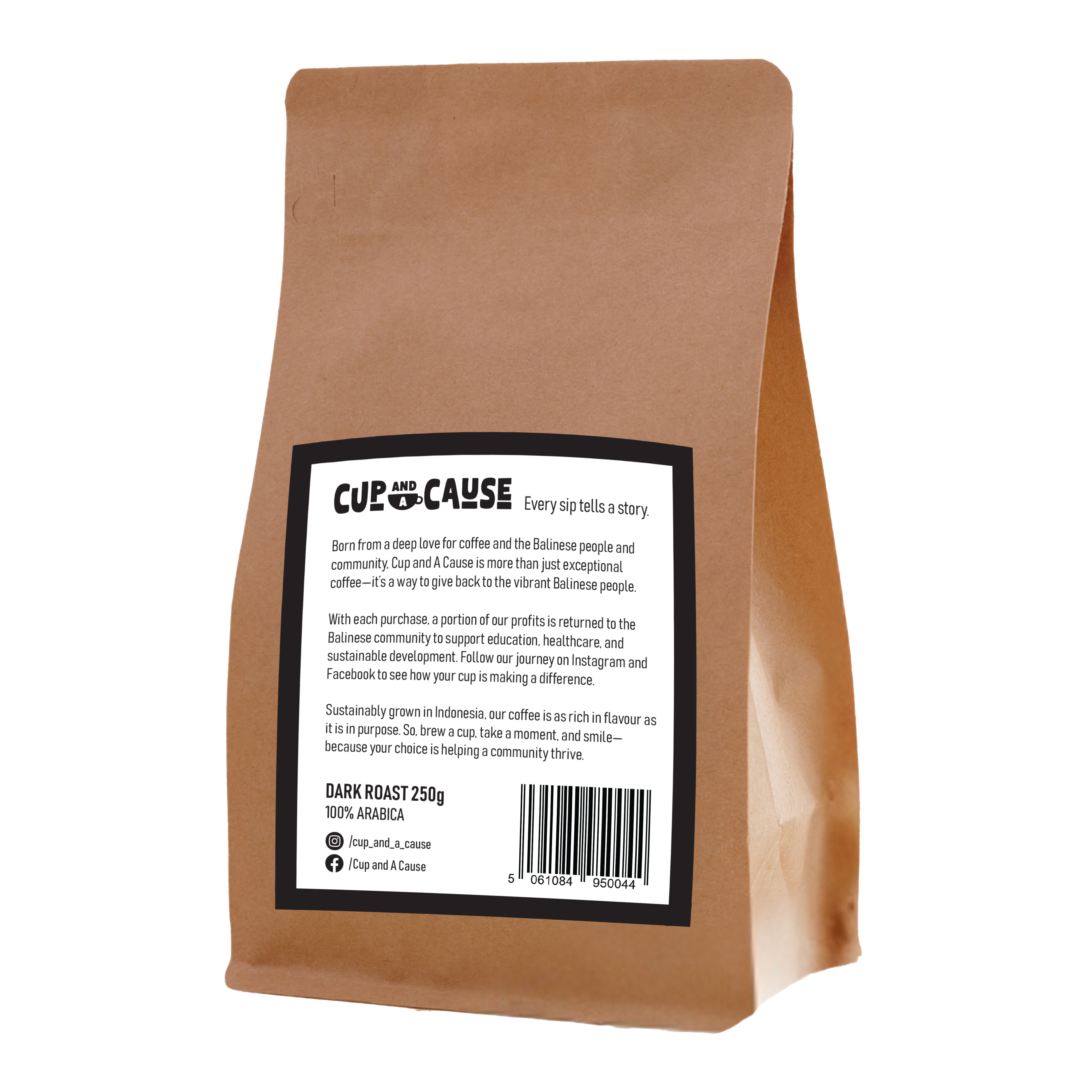 Arabica Dark Coffee Beans back of bag