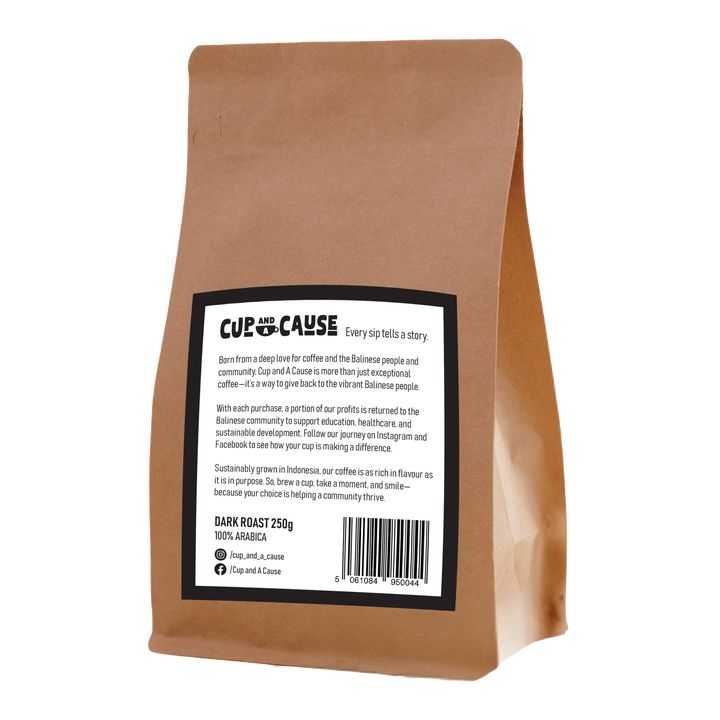 Arabica Dark Coffee Beans back of bag