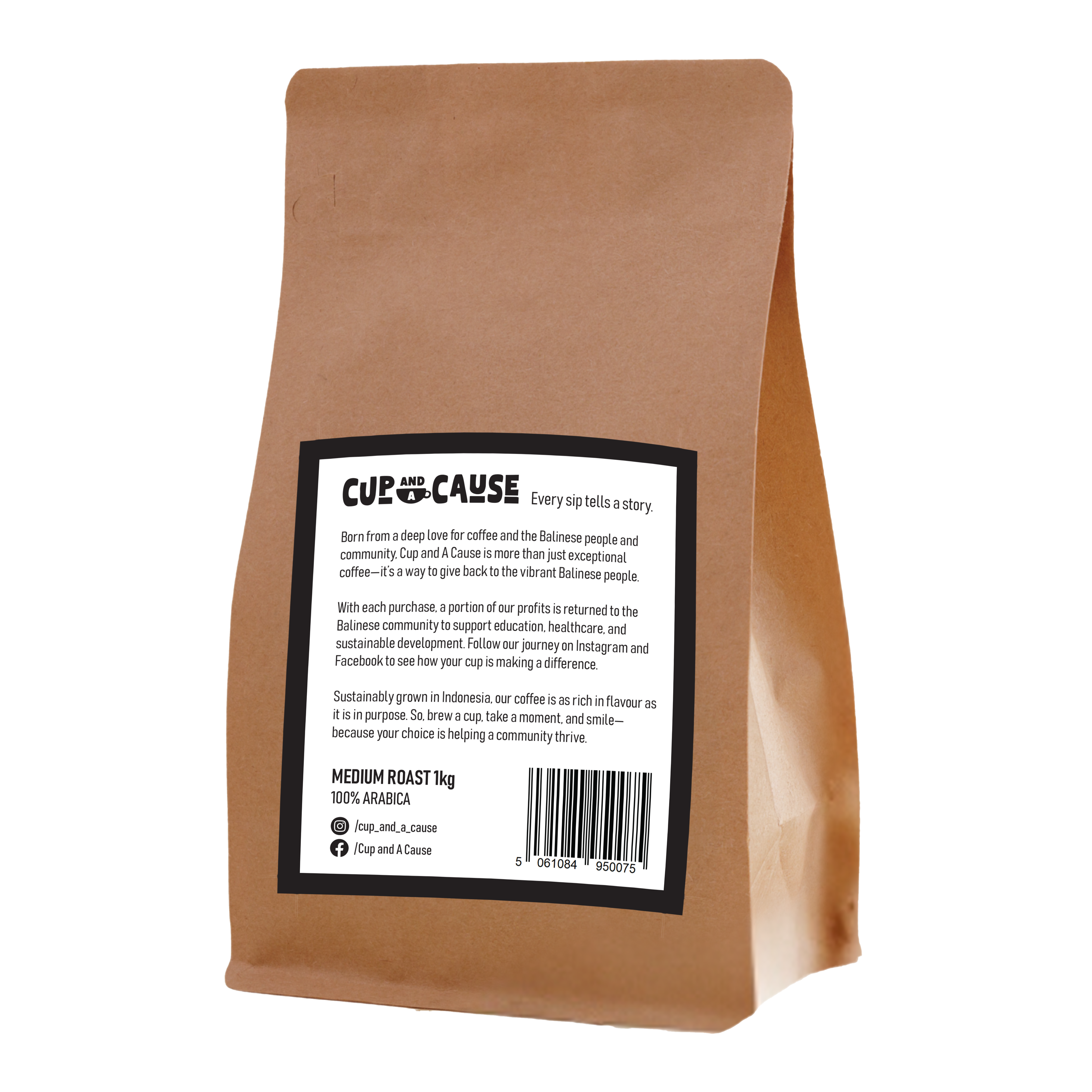 Arabica Medium Coffee Beans back of bag