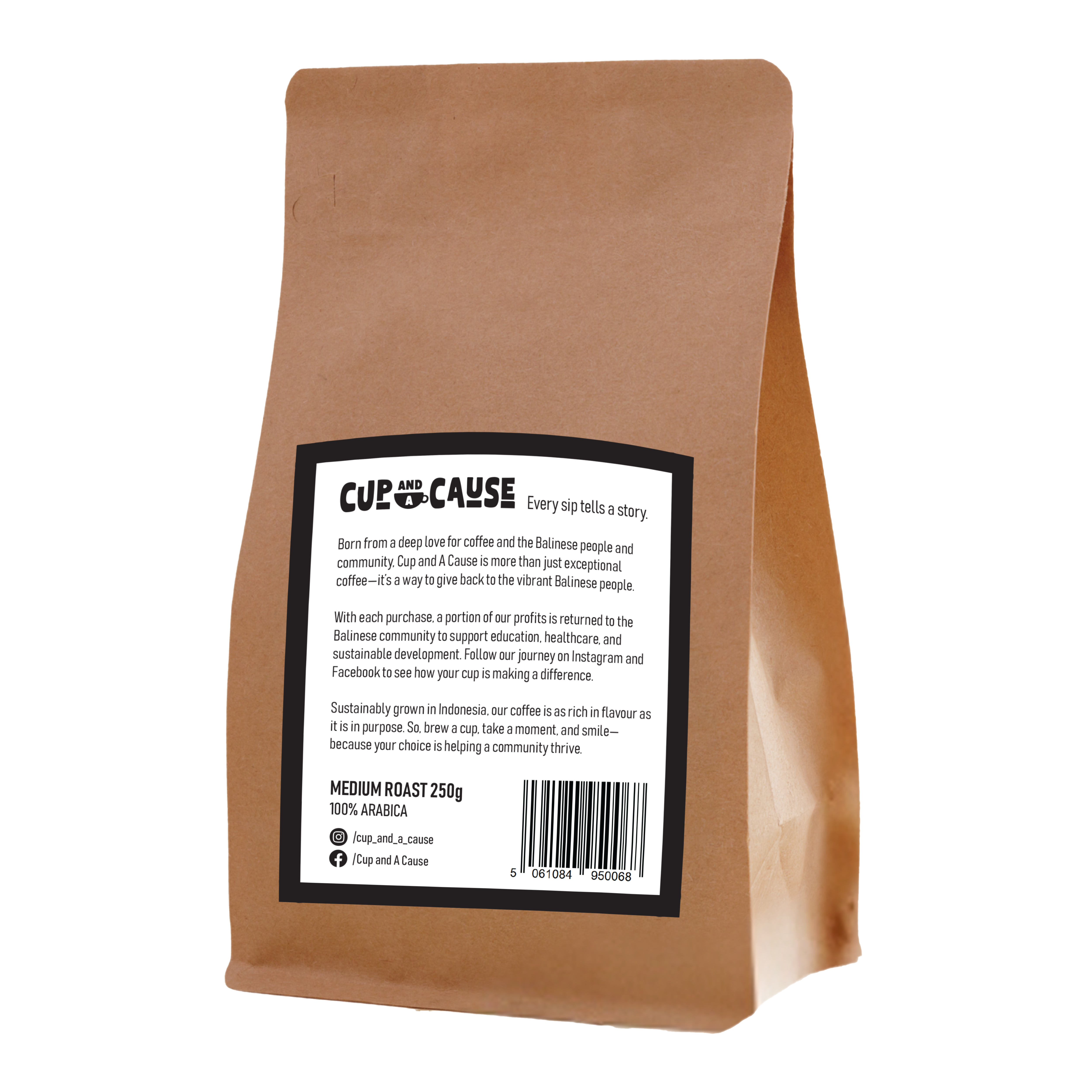 Arabica Medium Coffee Beans Back of Bag