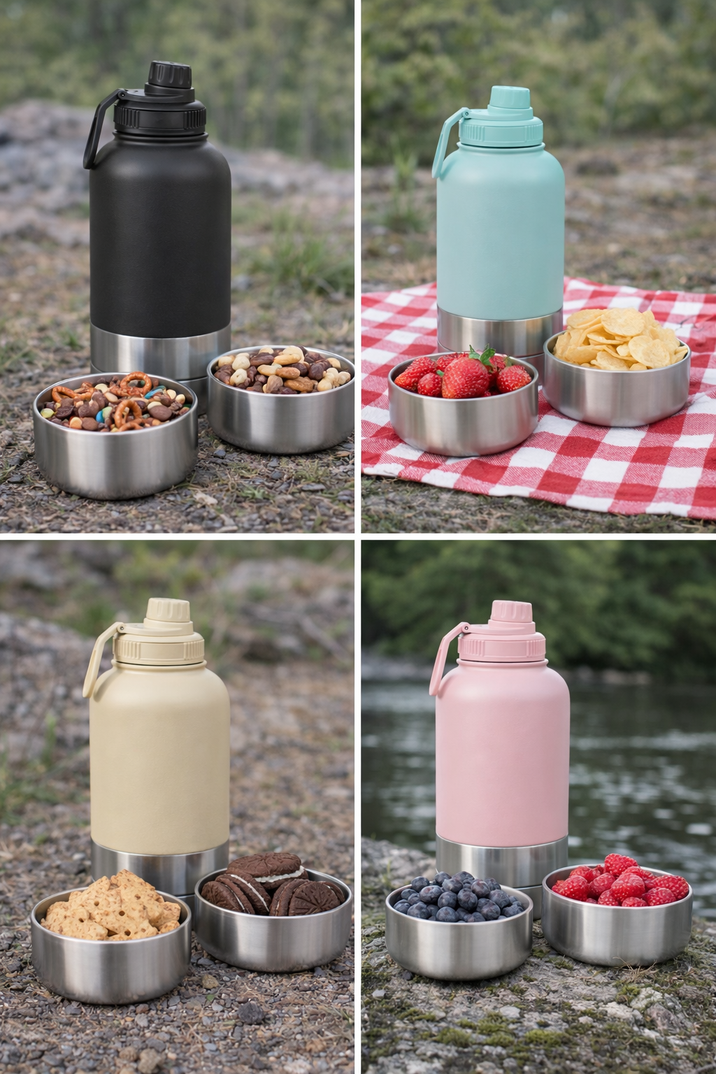 Drink bottle with 2 bowls - Red