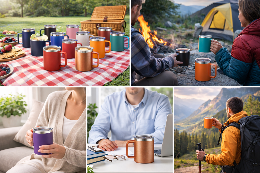 Insulated mug with handle - Silver