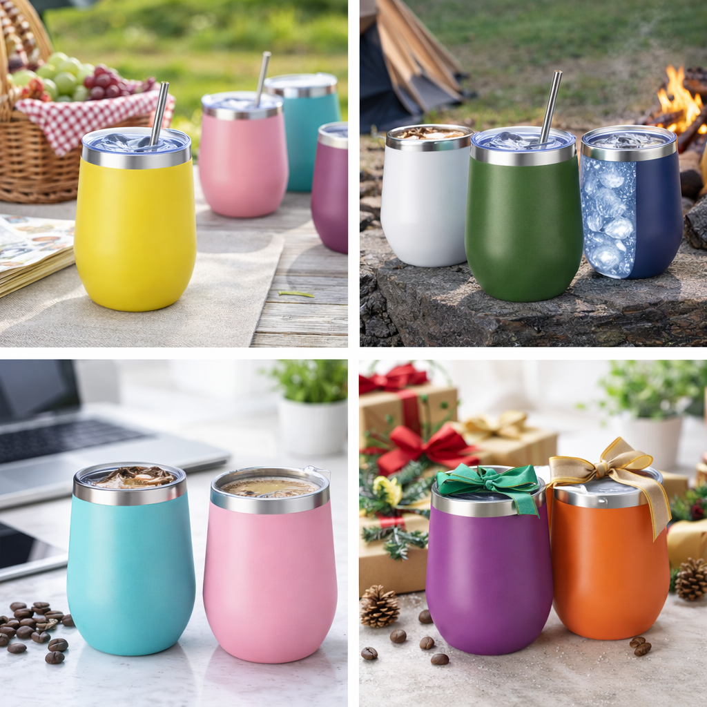 Insulated cup with no handle. White