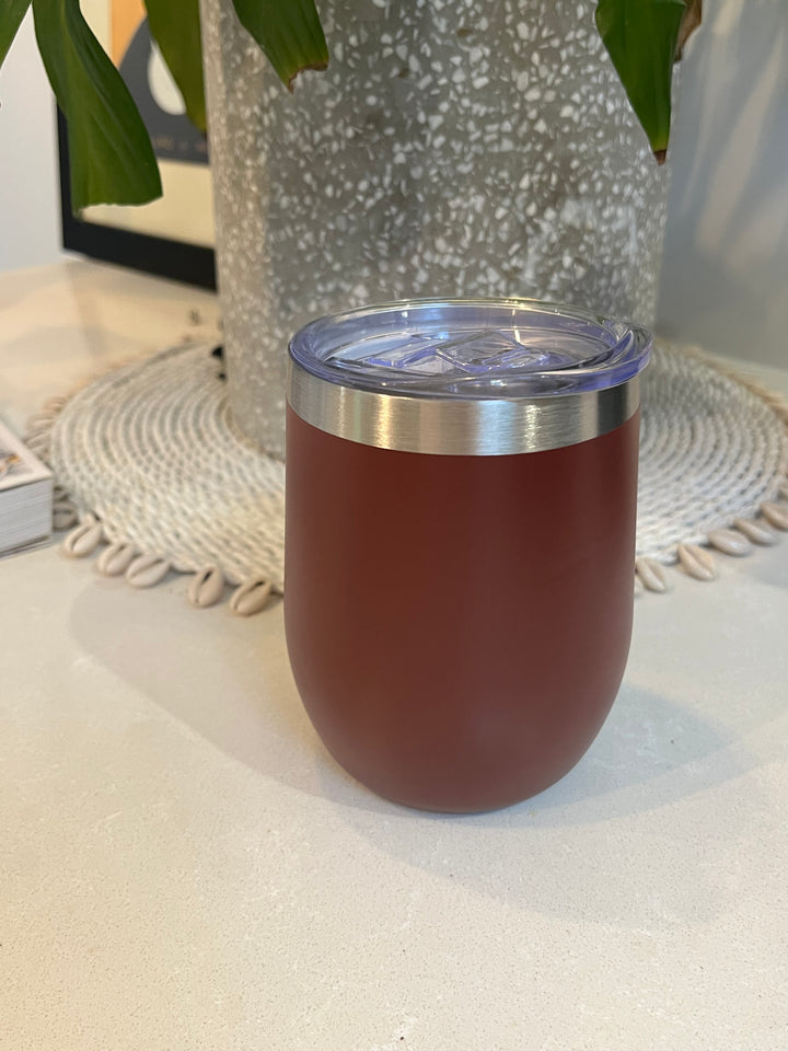 Insulated cup with no handle. Brown