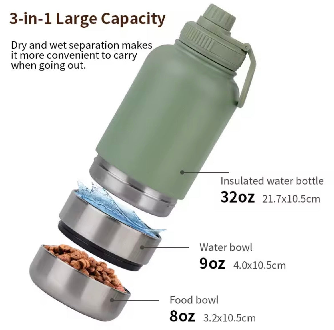 Drink bottle with 2 bowls - Red