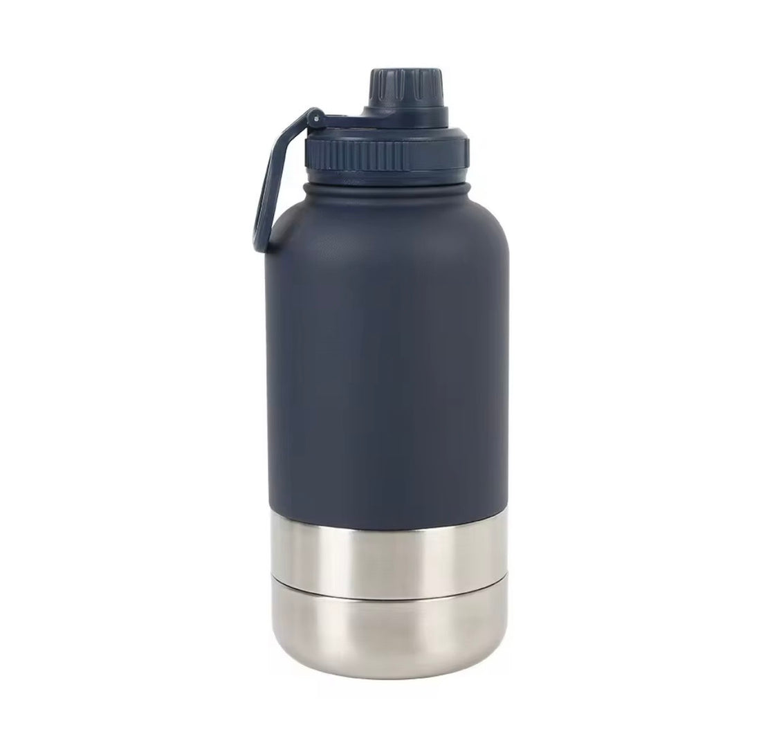 Drink bottle with 2 bowls - Navy Blue