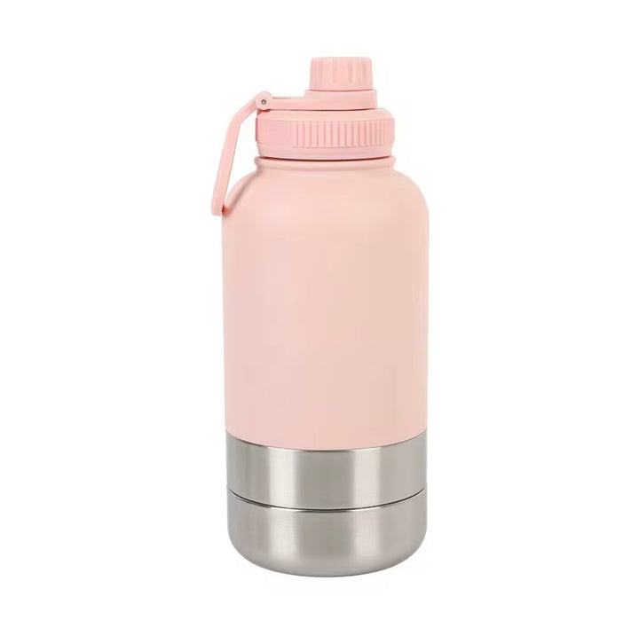 Drink bottle with 2 bowls - Baby Pink / Pastel Pink
