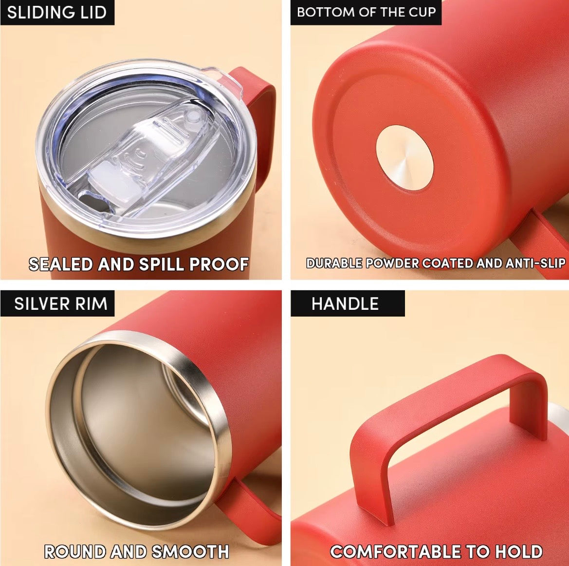 Insulated mug with handle - Silver