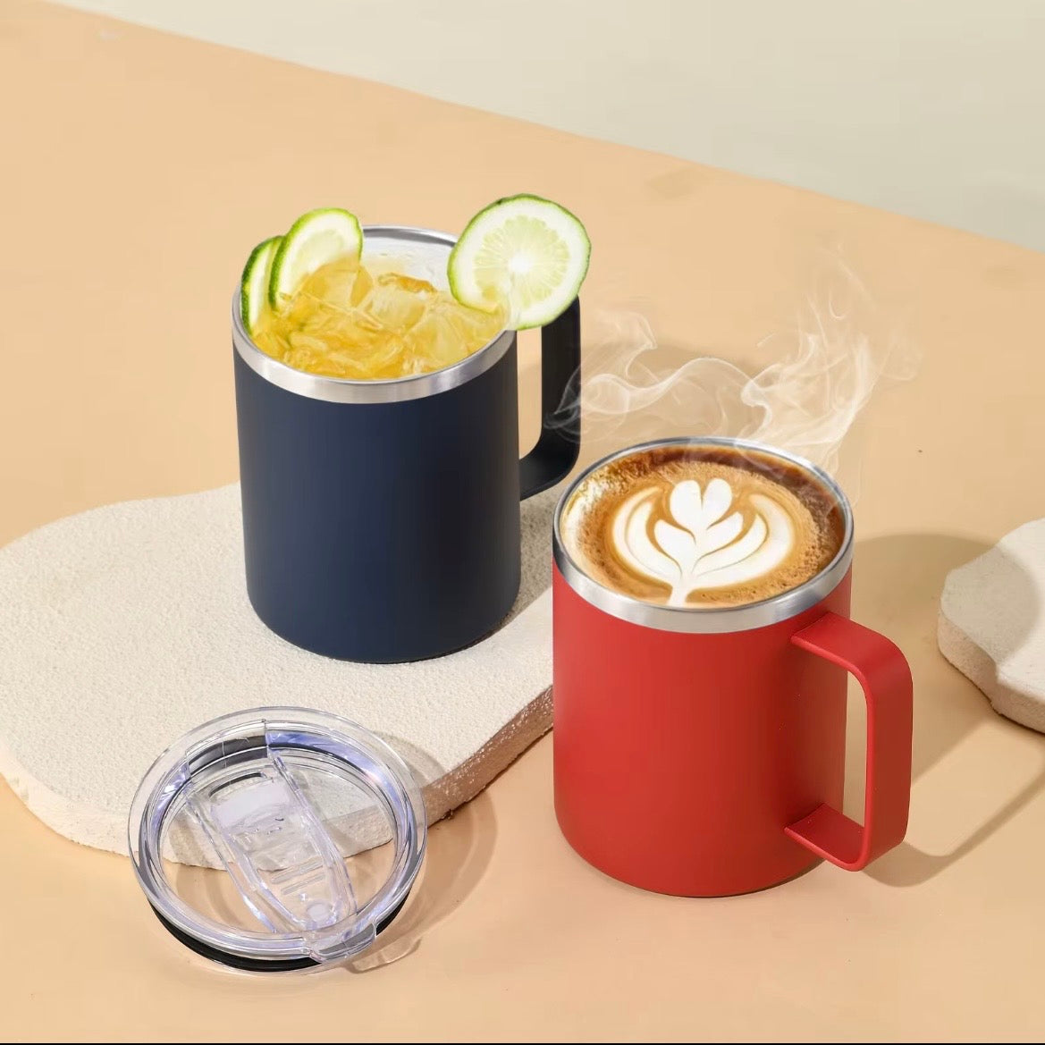 Insulated mug with handle - Silver