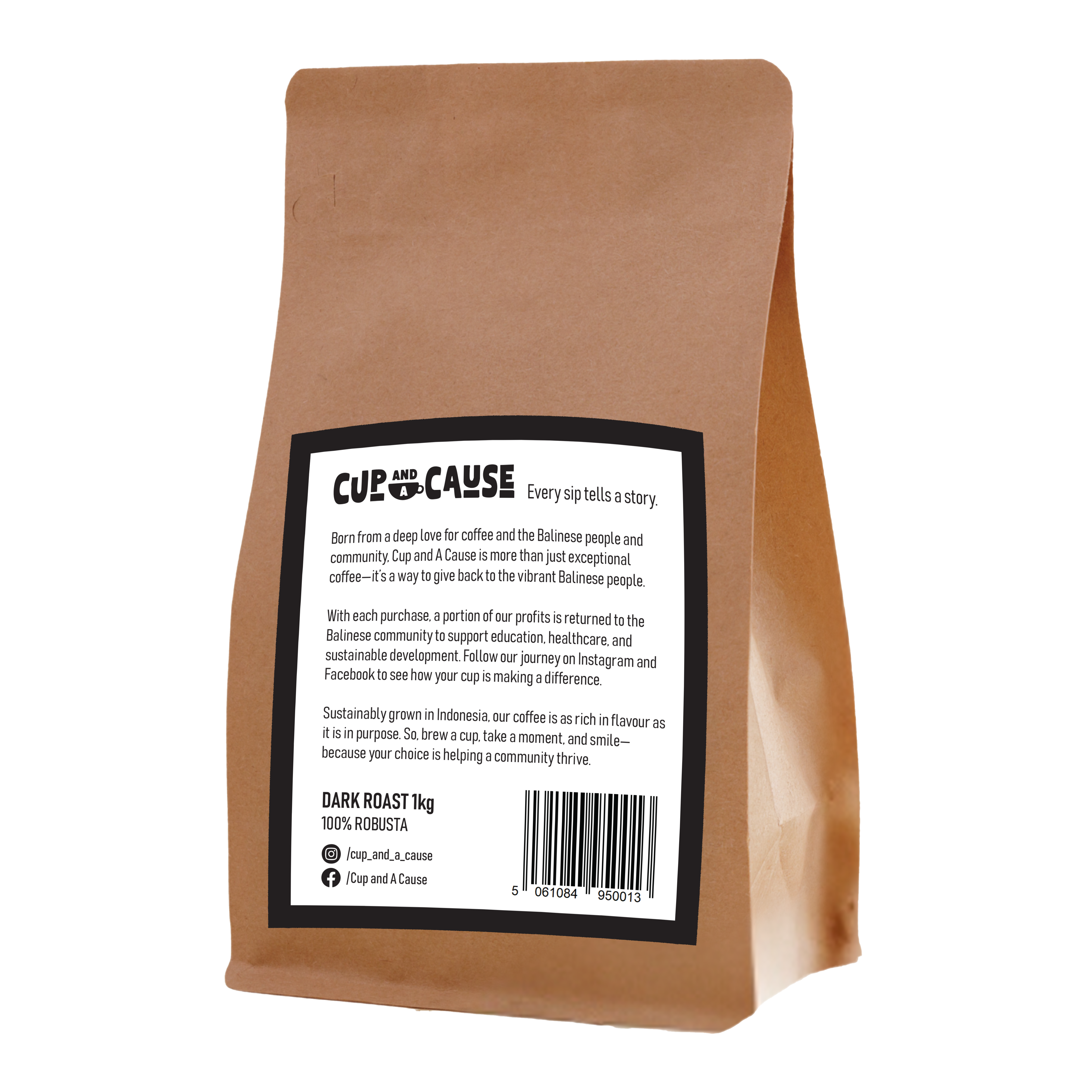 Robusta Dark Coffee Beans back of bag