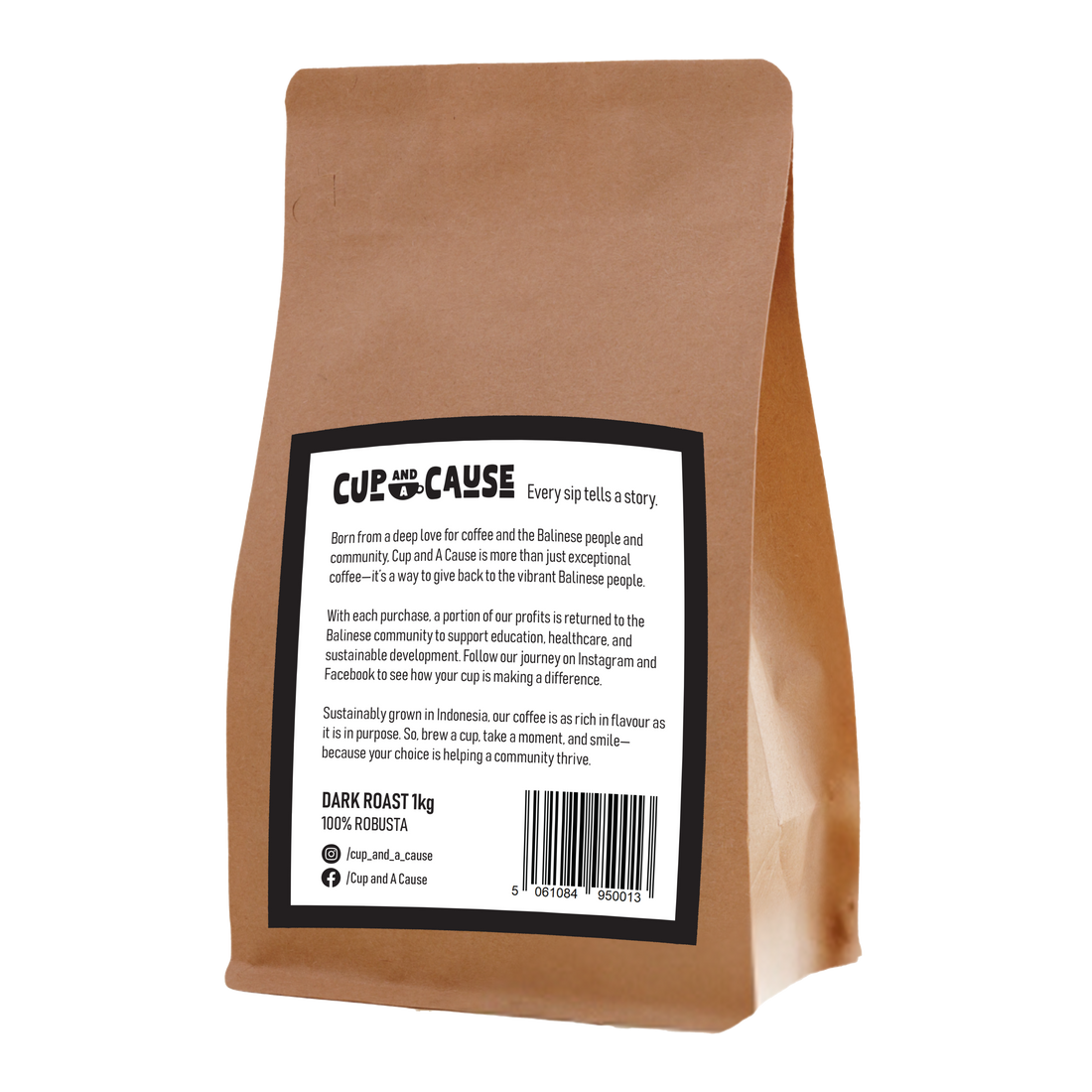 Robusta Dark Coffee Beans back of bag