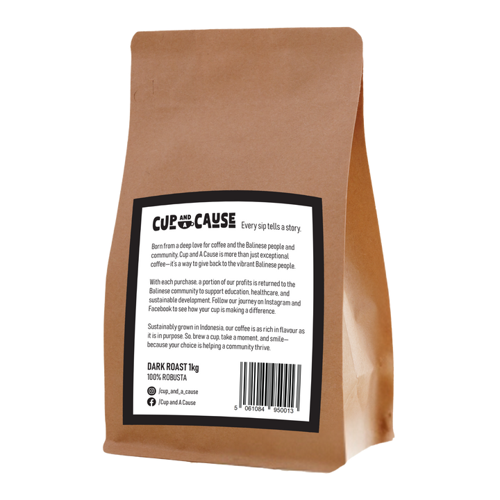 Robusta Dark Coffee Beans back of bag