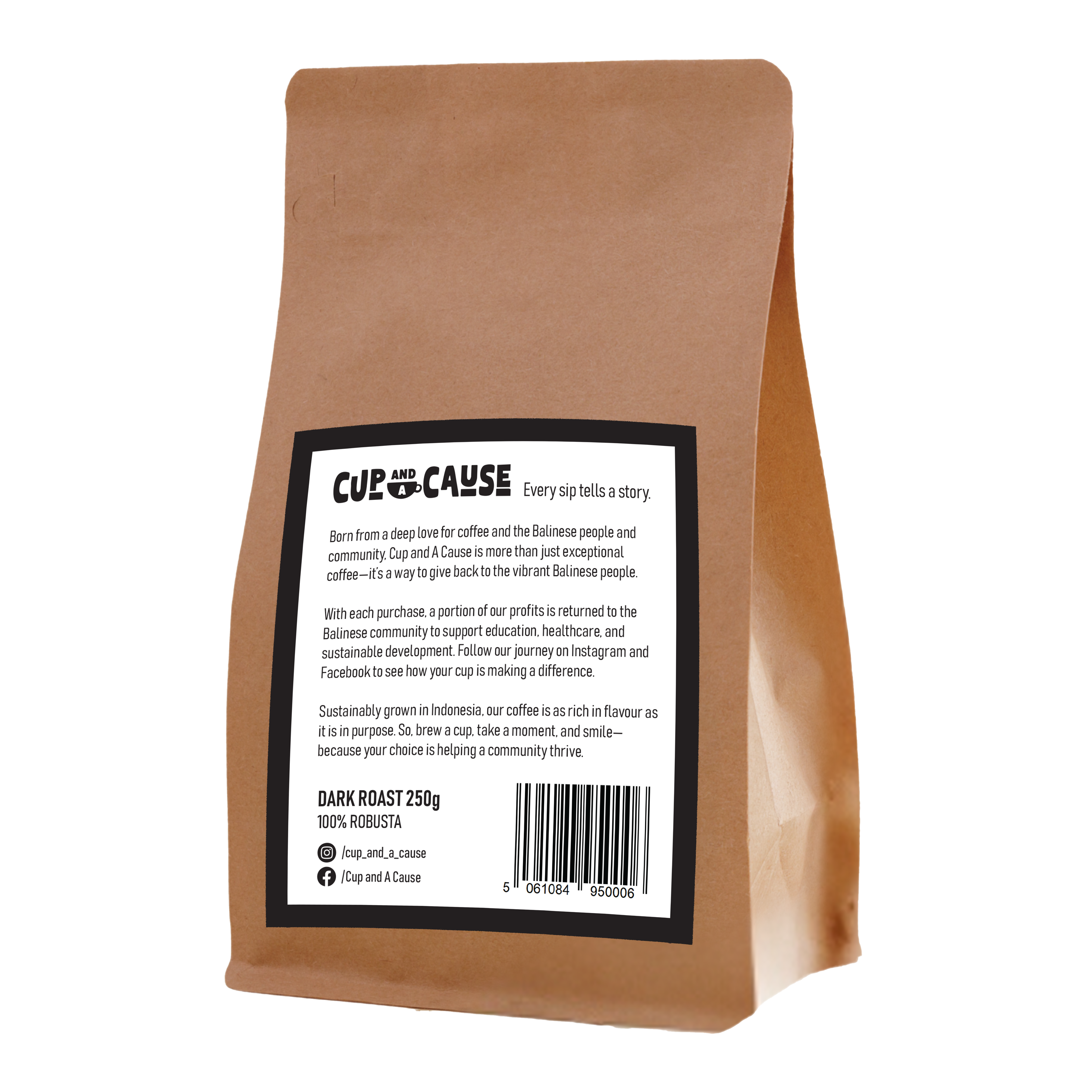 Robusta Dark Coffee Beans back of bag