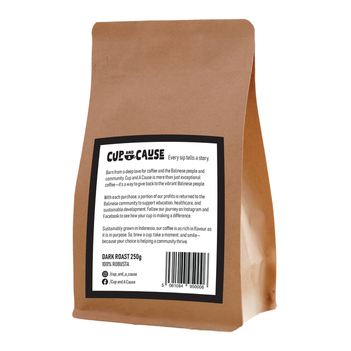 Robusta Dark Coffee Beans back of bag