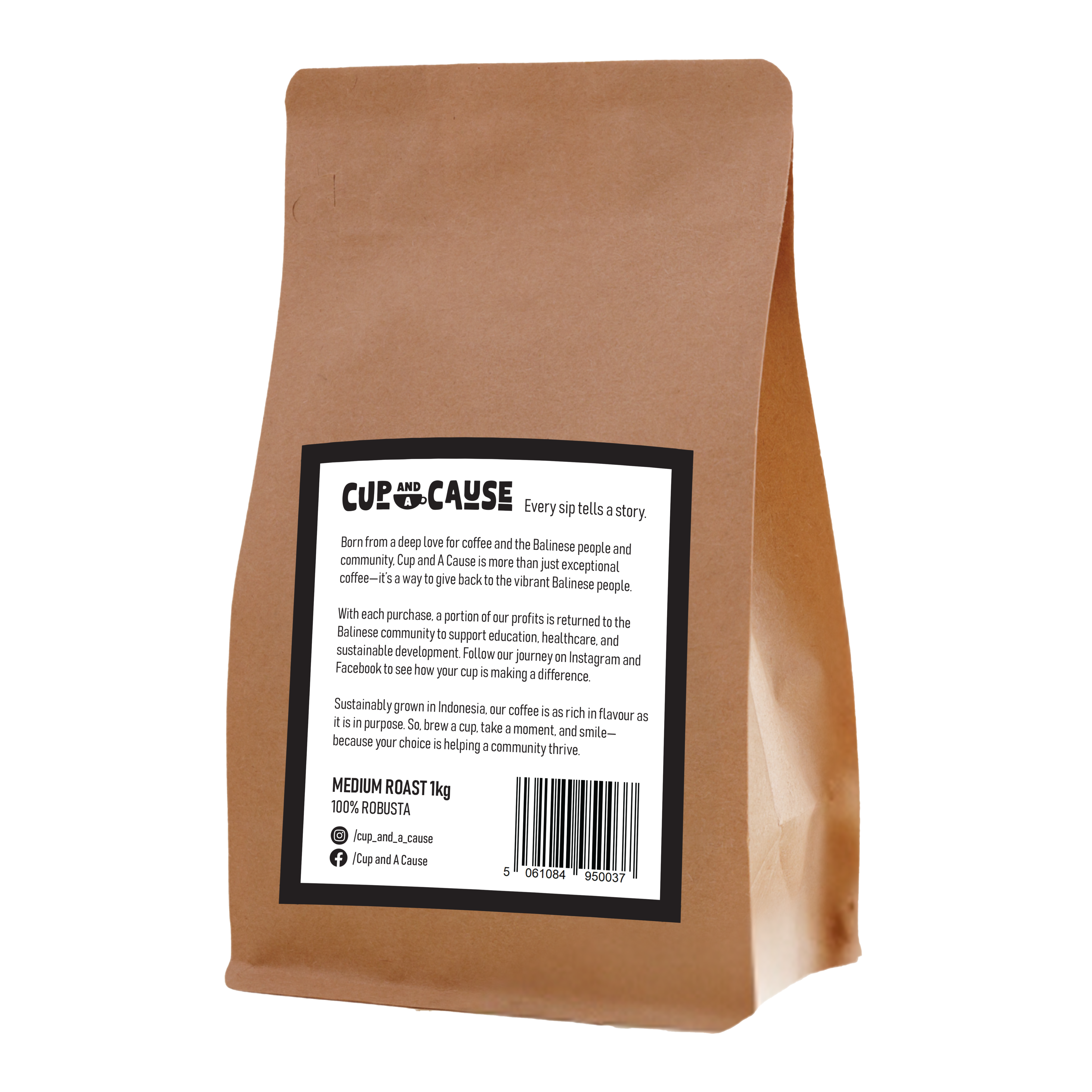 Robusta Medium Coffee Beans back of bag