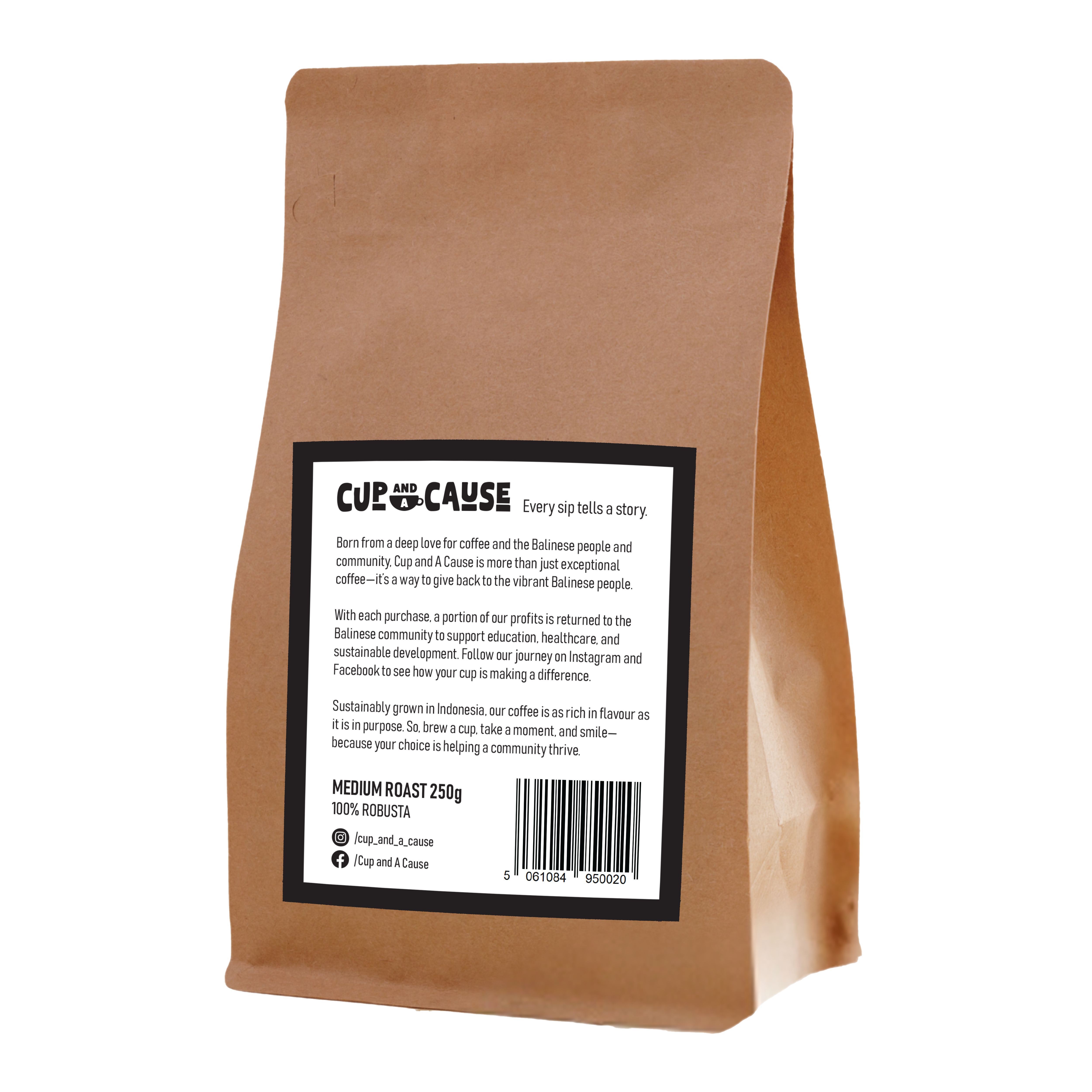 Robusta Medium Coffee Beans back of bag