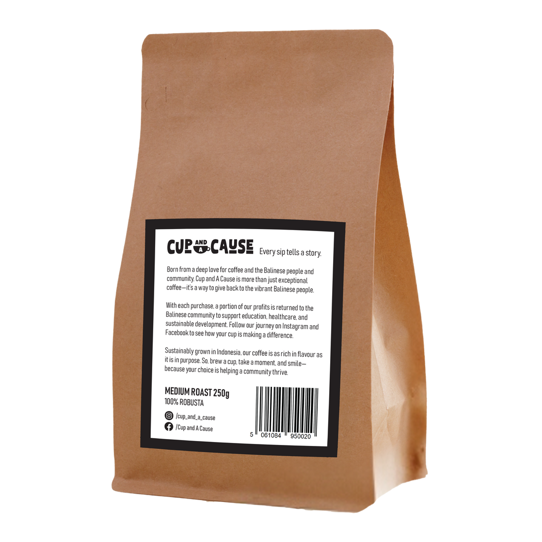 Robusta Medium Coffee Beans back of bag