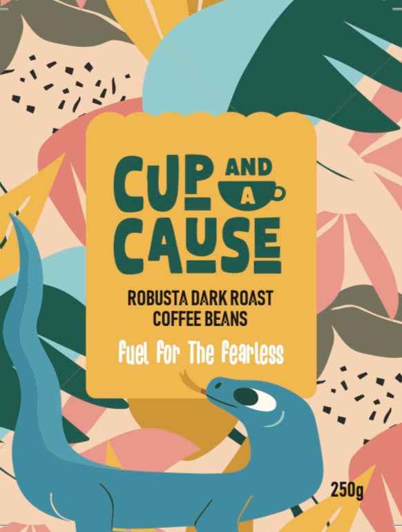 Robusta dark coffee beans label