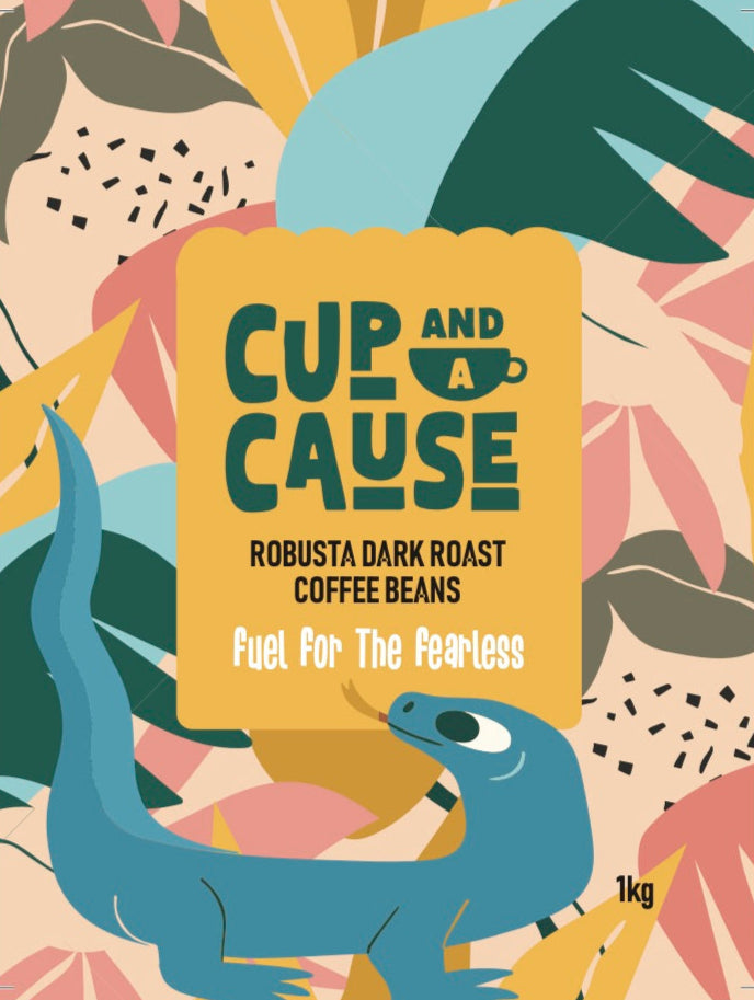 Robusta dark coffee beans label