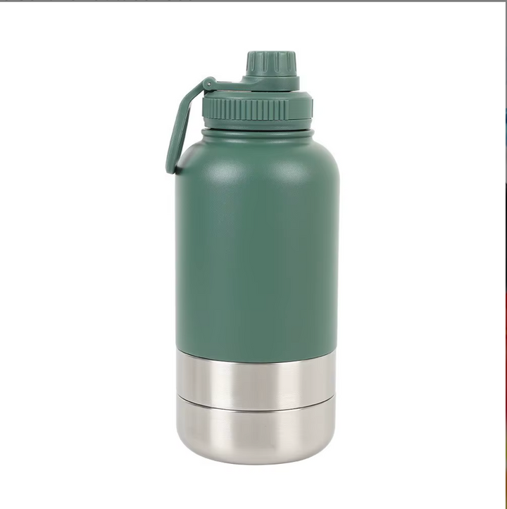 Drink bottle with 2 bowls - Army Green / Dark Green
