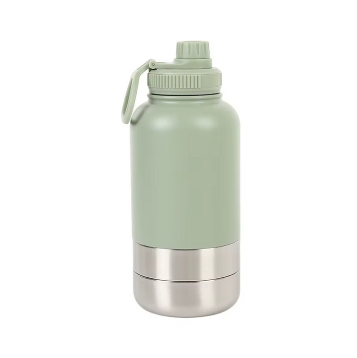 Drink bottle with 2 bowls - Sage Green / Light Green