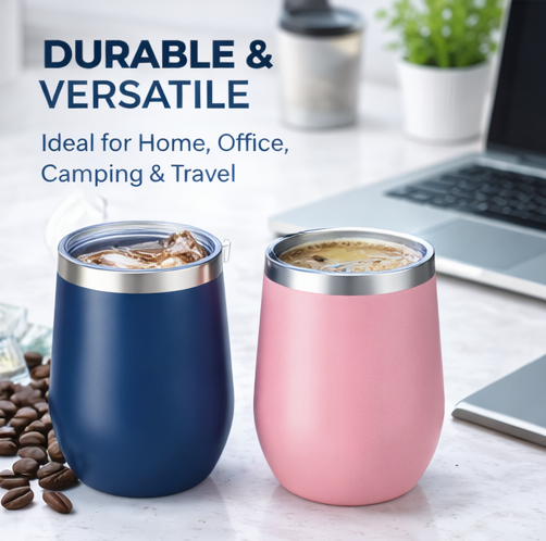 Insulated cup with no handle. White